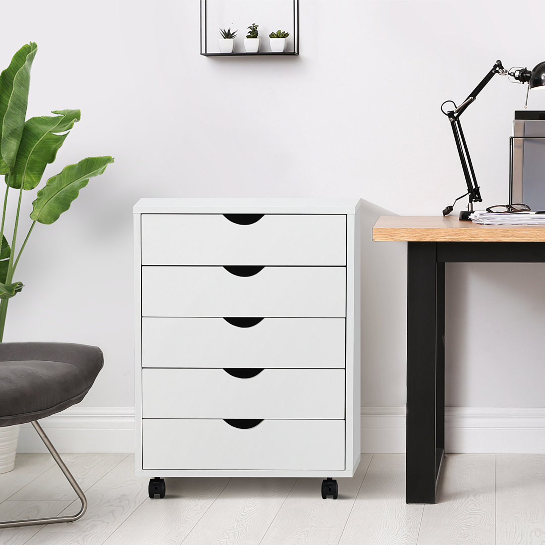 18.7'' Wide 5 -Drawer Mobile File Cabinet